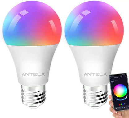 LED-Glühbirne E27 Bluetooth 9W 806LM Smart LED dimmbare Glühbirne, warmweiß (2700K) kaltweißes (6500K) Licht, 2St.