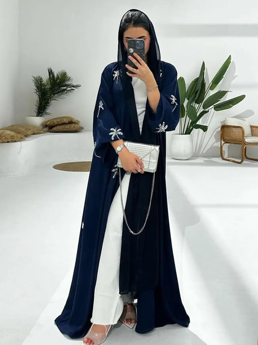 Women Eid Dubai Abaya Luxury Muslim Fashion Sequin embroidery Kimono Cardigan Long Dress Kaftan Robe Femme Islam Clothing Kebaya.