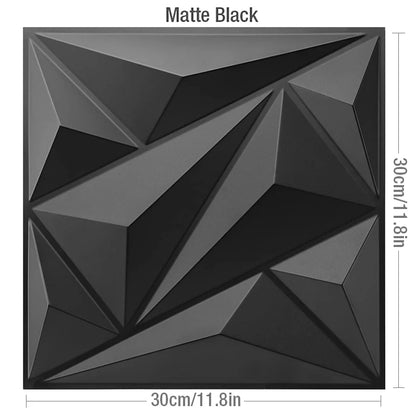 12pcs 30x30cm Super 3D Art Wall Panel PVC Waterproof 3D Wall Sticker Decor Tiles Diamond Design DIY Home Decor 11.81'' X 11.81''