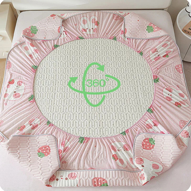 Cartoon Cute Pattern Cooling Fitted Sheet Single Natural latex fabric Soft cushion for Bedding Slow rebound Non-Slip Mattress.