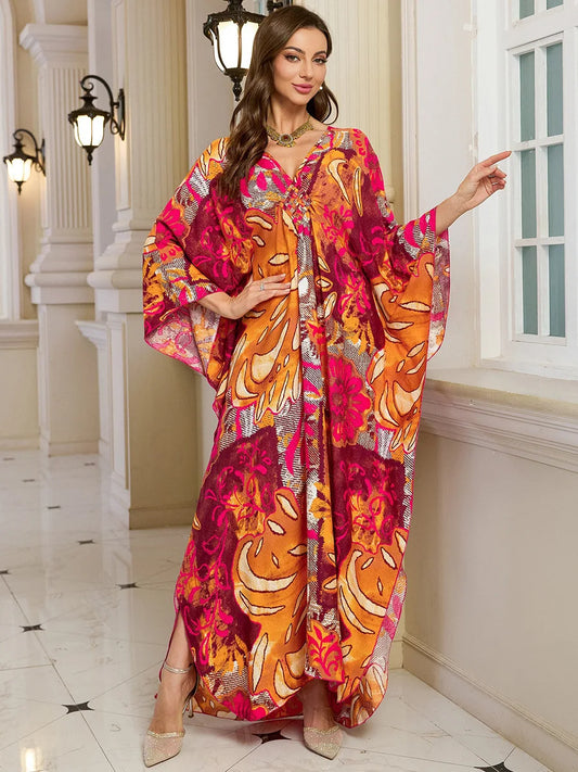 Kaftan-Kleider für Damen, Wellenhals-Badeanzug, Überwurf, Kaftan-Kleid, Übergröße, übergroßes langes Strandkleid