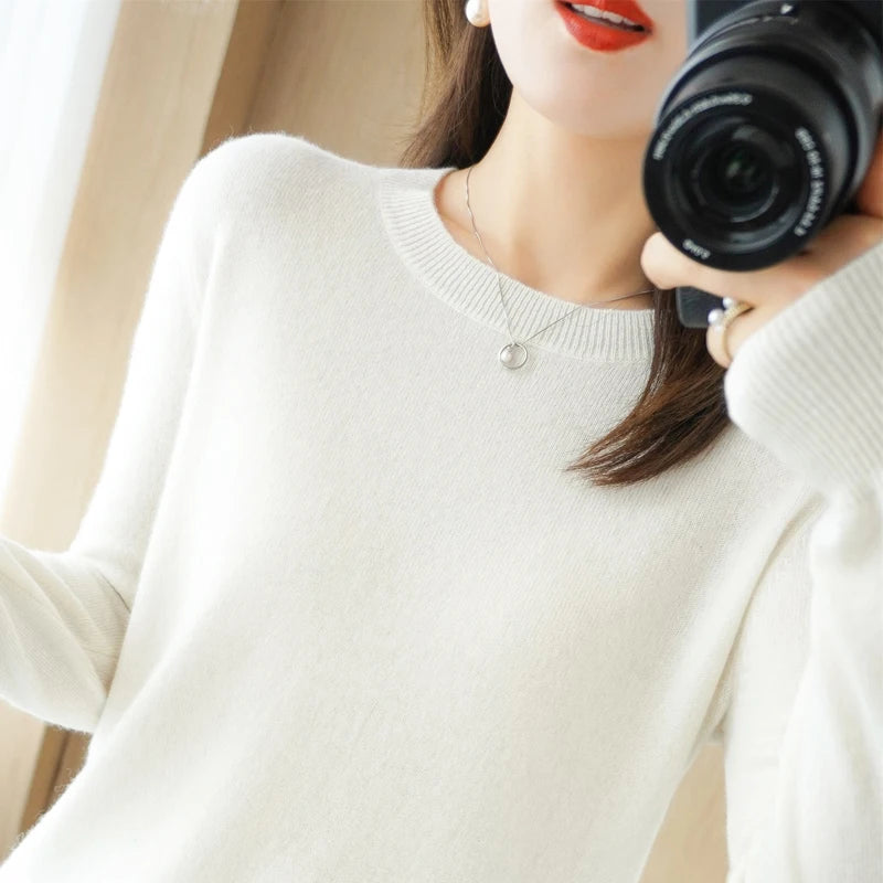 Frauen Pullover Herbst Winter Lange Hülse O-ansatz Pullover Warme Bodenbildung Shirts Koreanische Mode Pullover Strickwaren Weiche Jumper.