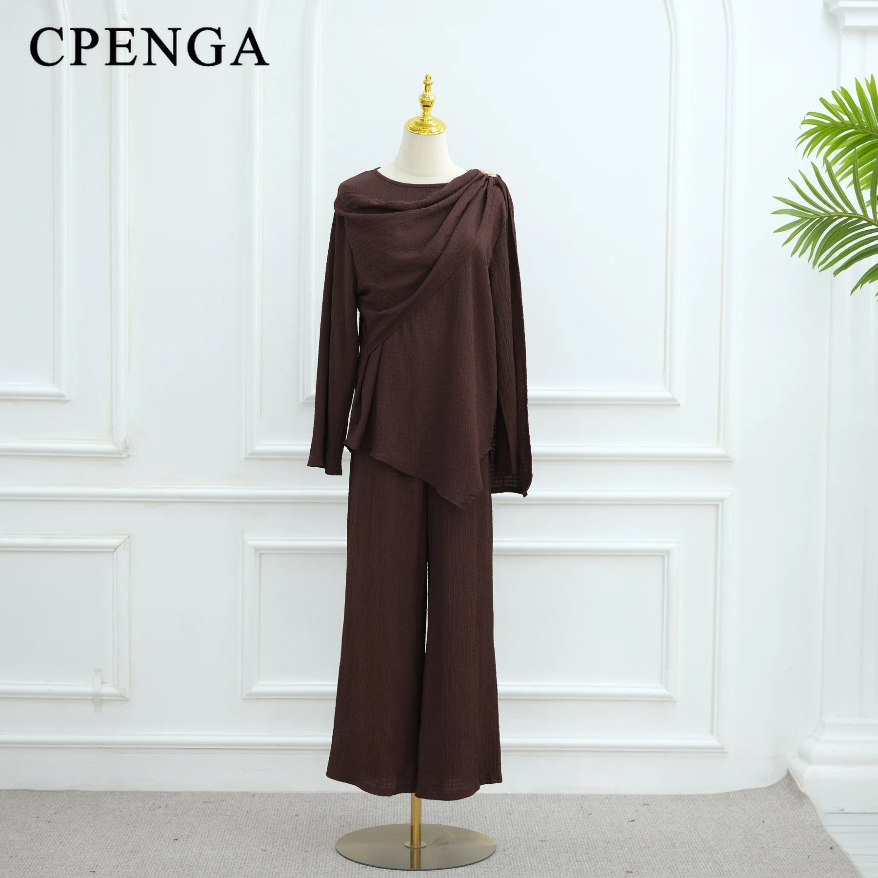 Eid Muslim Women Abaya Set Elegant Dubai Solid Color Button-Down Cardigan and Pants Suit Islam Modest Outfit 2025 Turkey Clothes.