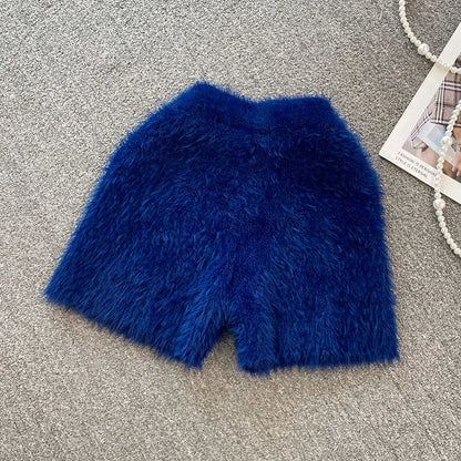 Autumn Winter New Knitted Shorts Women Korean High Waist Bottoms Causal Fashion Warm Sweater Short Femme.