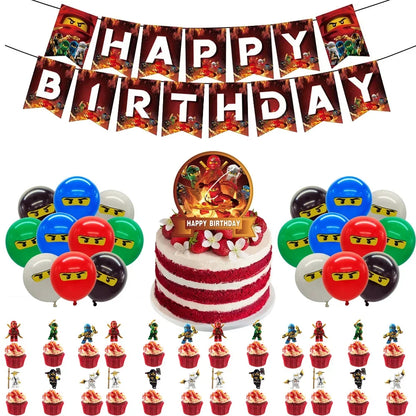 Neue Ninja Geburtstag Dekoration Supplie Ballon Geschirr Cartoon Banner Hintergrund Kuchen Dekoration Party Supplie Baby Dusche geschenk.