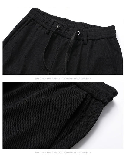 Elastic Waist Casual Pants Men Joggers Loose Fit Straight Pants Spring Autumn Male Trousers Large Size Black Grey.