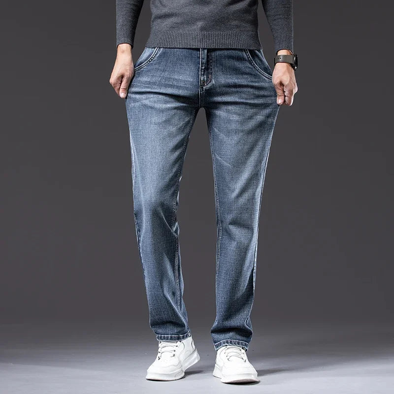 Herbst Winter Neue Business herren Jeans Klassische Mode Stretch Gewaschen Casual Denim Hosen Bequeme Gerade Männliche hosen.