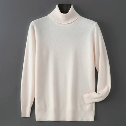 2025 Autumn/Winter High Collar Men's 100% Pure Wool Stylish Youth Loose Knitted Outerwear Flip Collar Casual Base Men's Sweaters