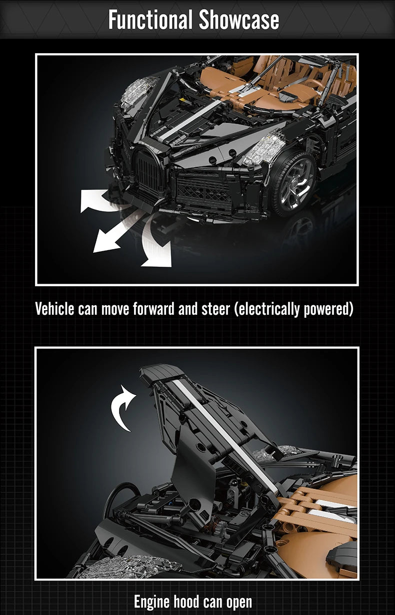 Mould King 13163 Technical Car Building Block The Remote Control La Voiture Noire Sport Car Model Toys Kids Christmas Gifts.