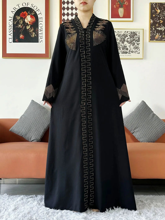 New Women Elegant Dress Chiffon Open Abaya with Zipper Muslim Women Dress Islamic Clothing Cardigan Abaya Women Muslim Dress.