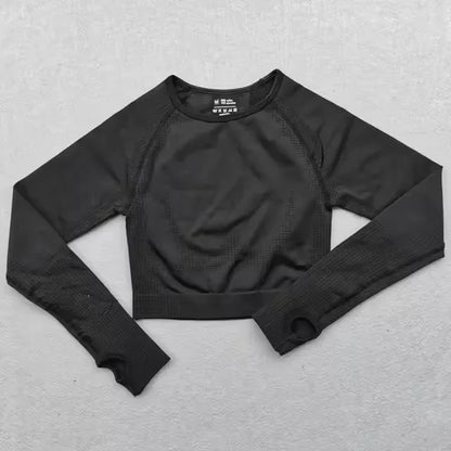 Seamless Yoga Shirt Women Fitness Long Sleeve Crop Top Workout Tops Gym Clothes Sportswear Running T-shirts.