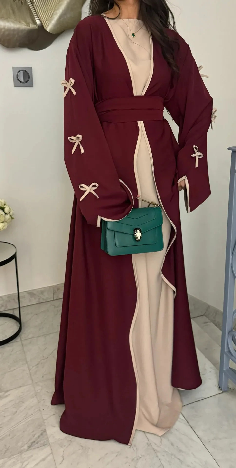 Eid Bow Abaya Women Cardigan Dress Muslim Party Caftan Robe Jalabiya Morocco Dubai Kaftan Islam Vestidos Largos Ramadan 2025.