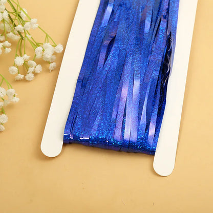 Günstig als Party, Metallic-Lametta-Folie, Fransenvorhänge, Hintergrund für Geburtstag, Silvester, Party, Foto, Hochzeit, Dekoration