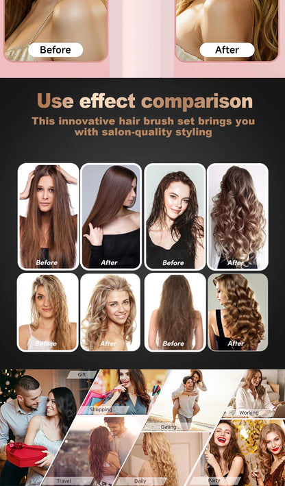 5in1 Hair Dryer Brush Curling Iron Hair Dryer Detachable Auto Wrap Curlers Fast Drying Electric Styling Hair Blower Brush.