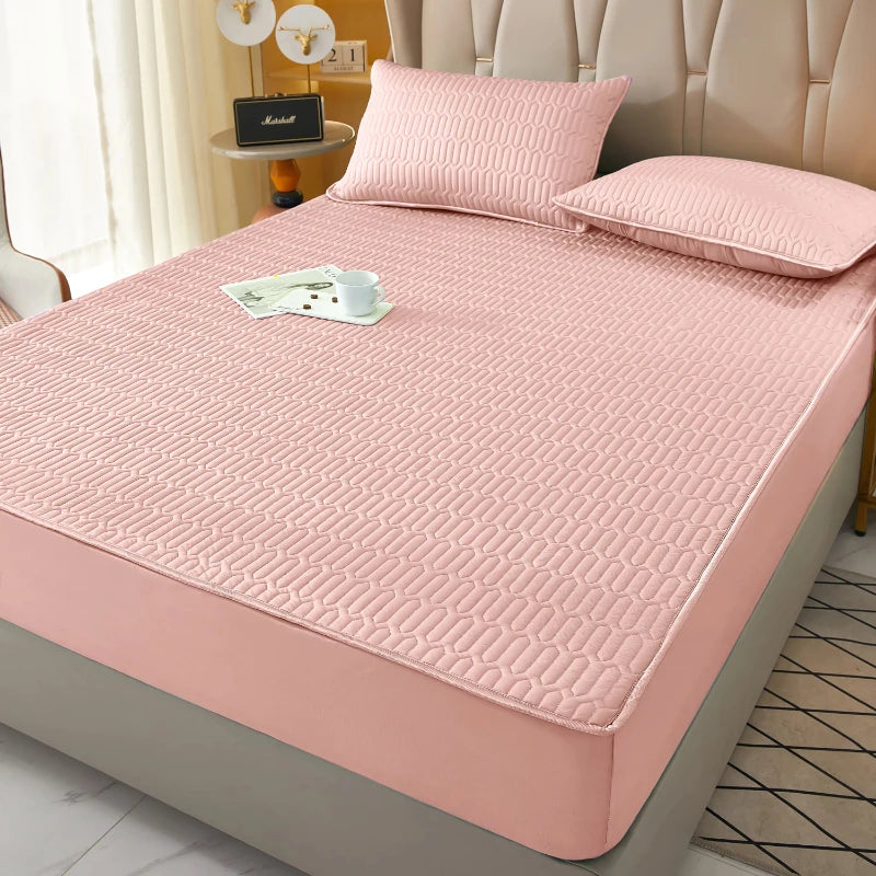 Waterproof Thicken bed Cover Solid color Mattress Protector Skin-Friendly Queen King Double Fitted Sheet Mat 90 140 180x200cm