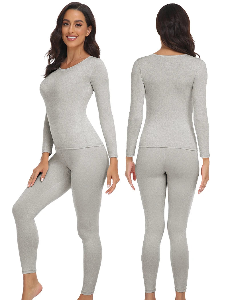Women Thermal Underwear Set 2 pack Long Johns Ultra Soft Fleece Lined Base Layer Keep Warm Cold Weather Top Bottom﻿