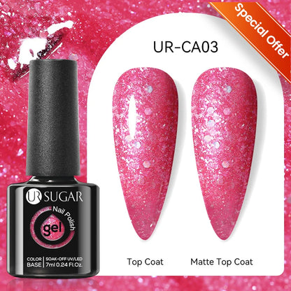 UR SUGAR 7/7.5ml Summer Blue Silver Gel Nail Polish Semi Permanent High Quality Soak Off UV LED Varnishes Nails Art Manicure