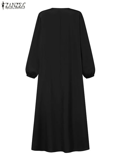 Muslim Abaya ZANZEA Solid Muslim Fashion Islamic Dress Women Vintage.