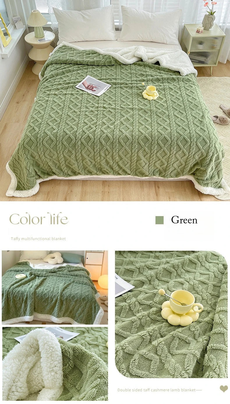 Double Layer Fleece Blanket Autumn Winter Thick Warm Office Nap Throw Blankets for Sofa Bed Single Double Soft Plush Comforter