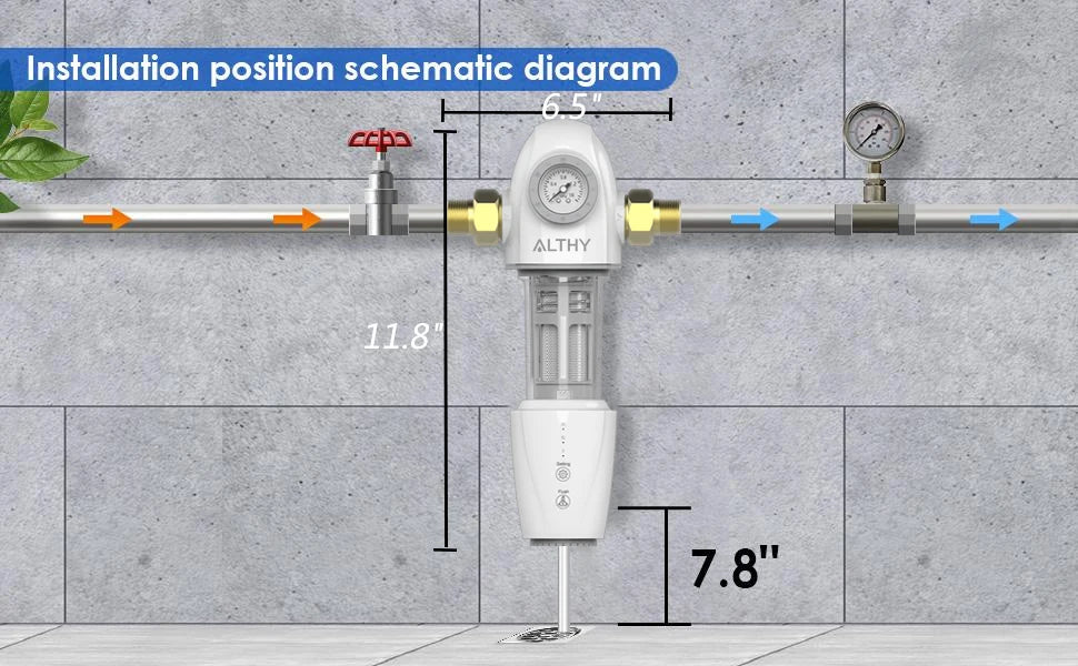 ALTHY PRE-AUTO2 Automatic Flushing Backwash Prefilter Spin Down Sediment Water Filter Central Whole House Purifier System.