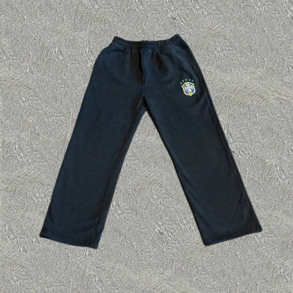 Y2k Retro Cross Shield Embroidery Pattern Baggy Pants Men Clothing Streetwear Casual Harajuku Couple Sweatpants Gothic Joggers.