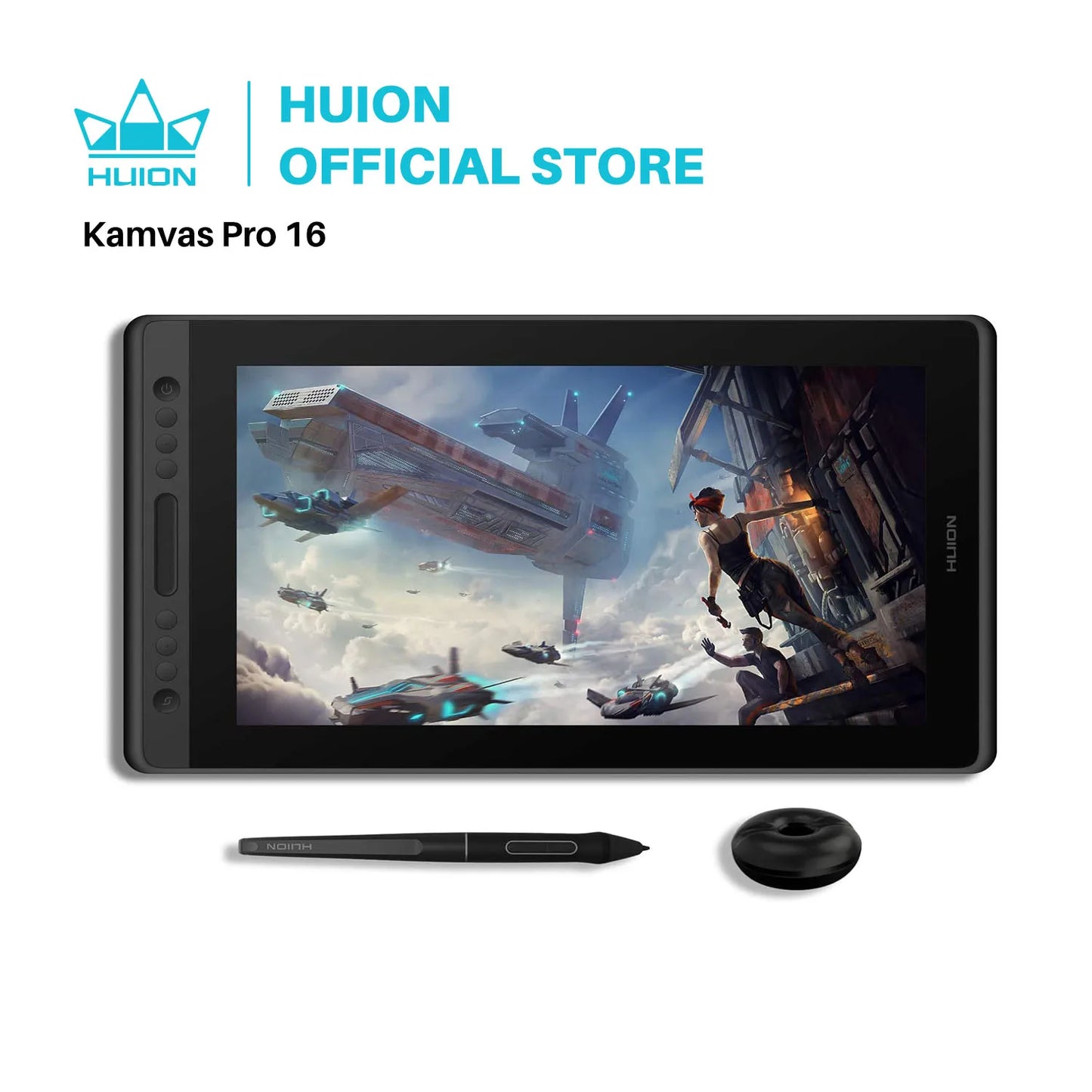 Huion Kamvas Pro 16 15.6 inch Graphic Tablet  Monitor Battery-Free Pen Display Digital Tablet Drawing Monitor with Tilt AG Glass.