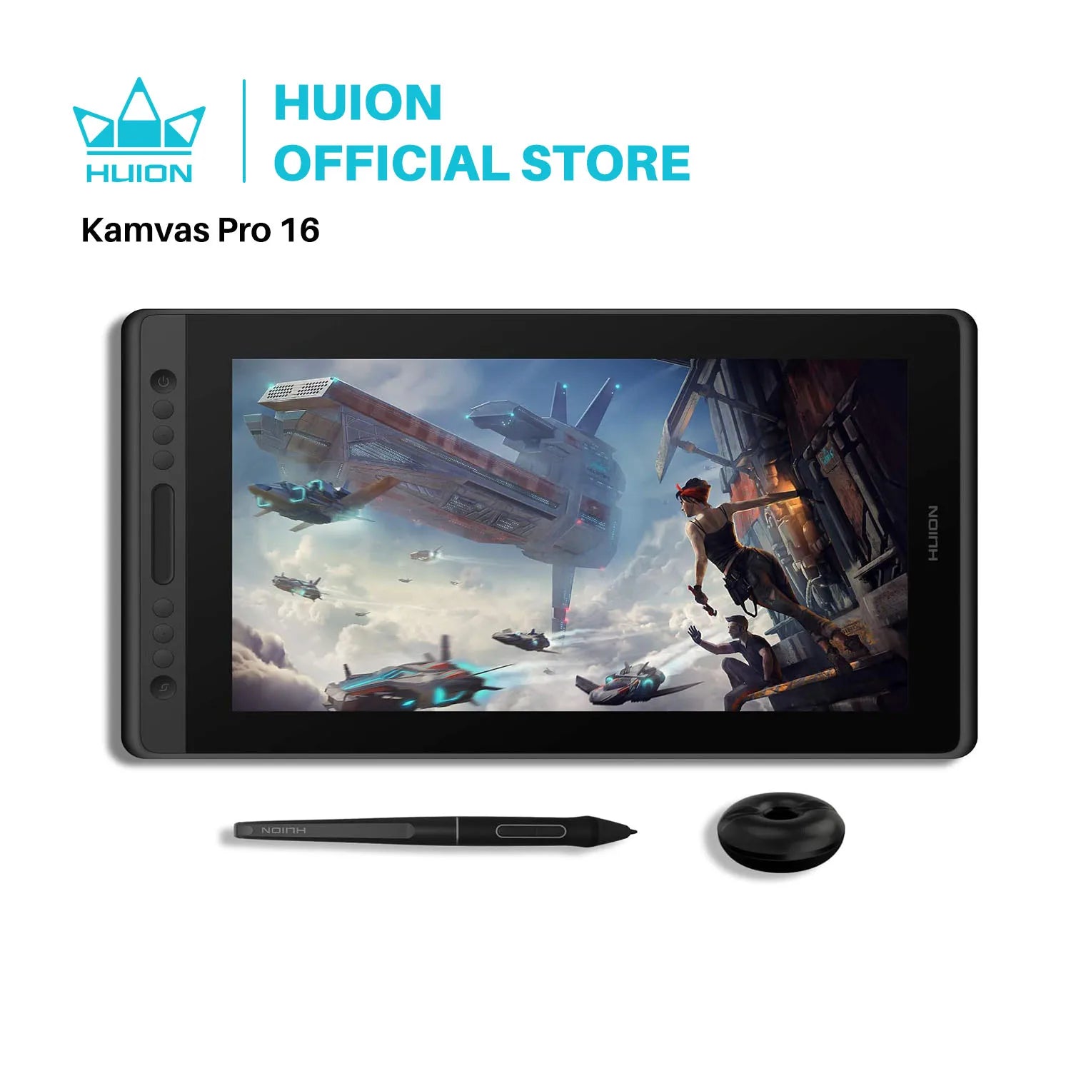 Huion Kamvas Pro 16 15.6 inch Graphic Tablet  Monitor Battery-Free Pen Display Digital Tablet Drawing Monitor with Tilt AG Glass.