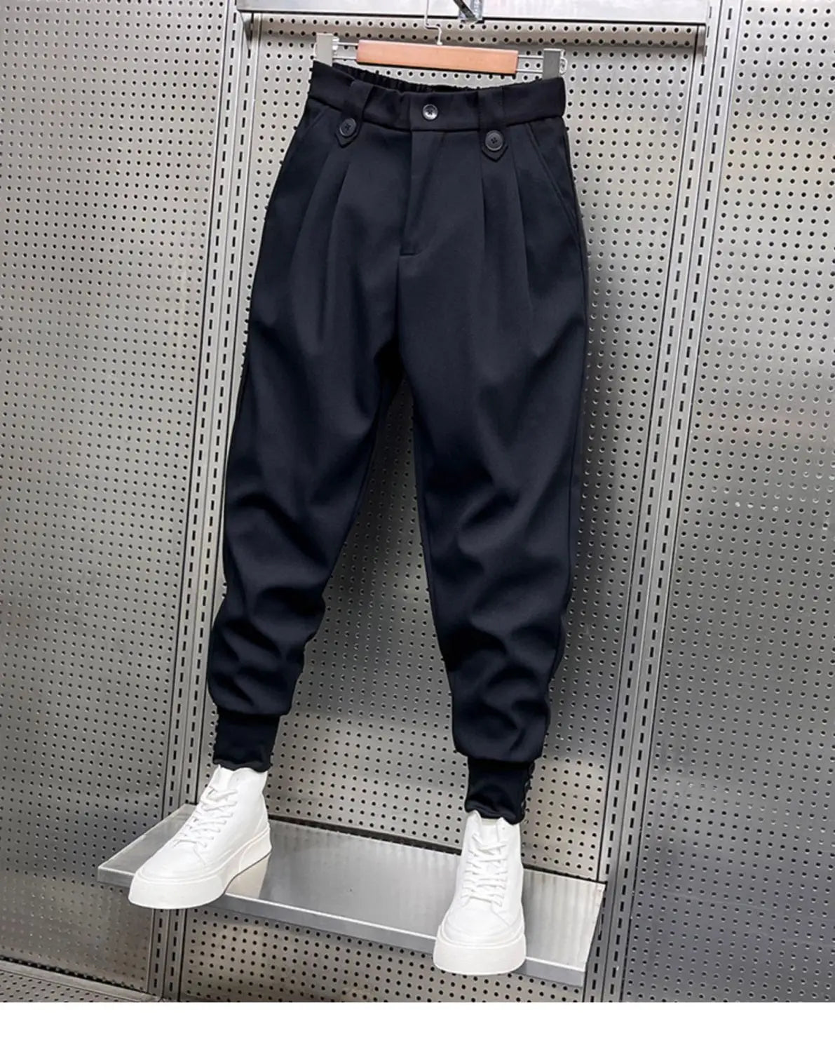 2024 New Spring and Autumn Fashion Brand Wrinkled and Handsome High Waist Button Loose Casual Harlan Suit Pants for Men.