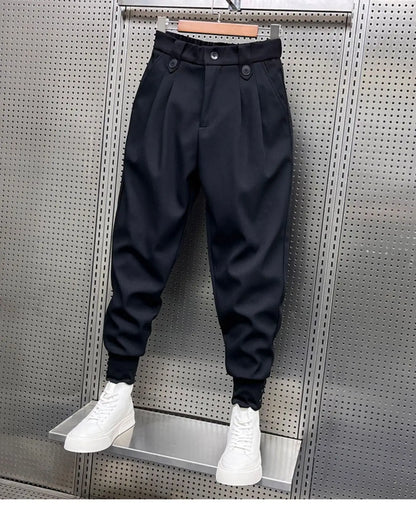 2024 New Spring and Autumn Fashion Brand Wrinkled and Handsome High Waist Button Loose Casual Harlan Suit Pants for Men.