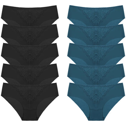 BZEL 10PCS/Set Women's Panties Exquisite Sweet Lace Underwear Sexy Lingerie Silk Satin Briefs Woman Comfort Breathable Underpant