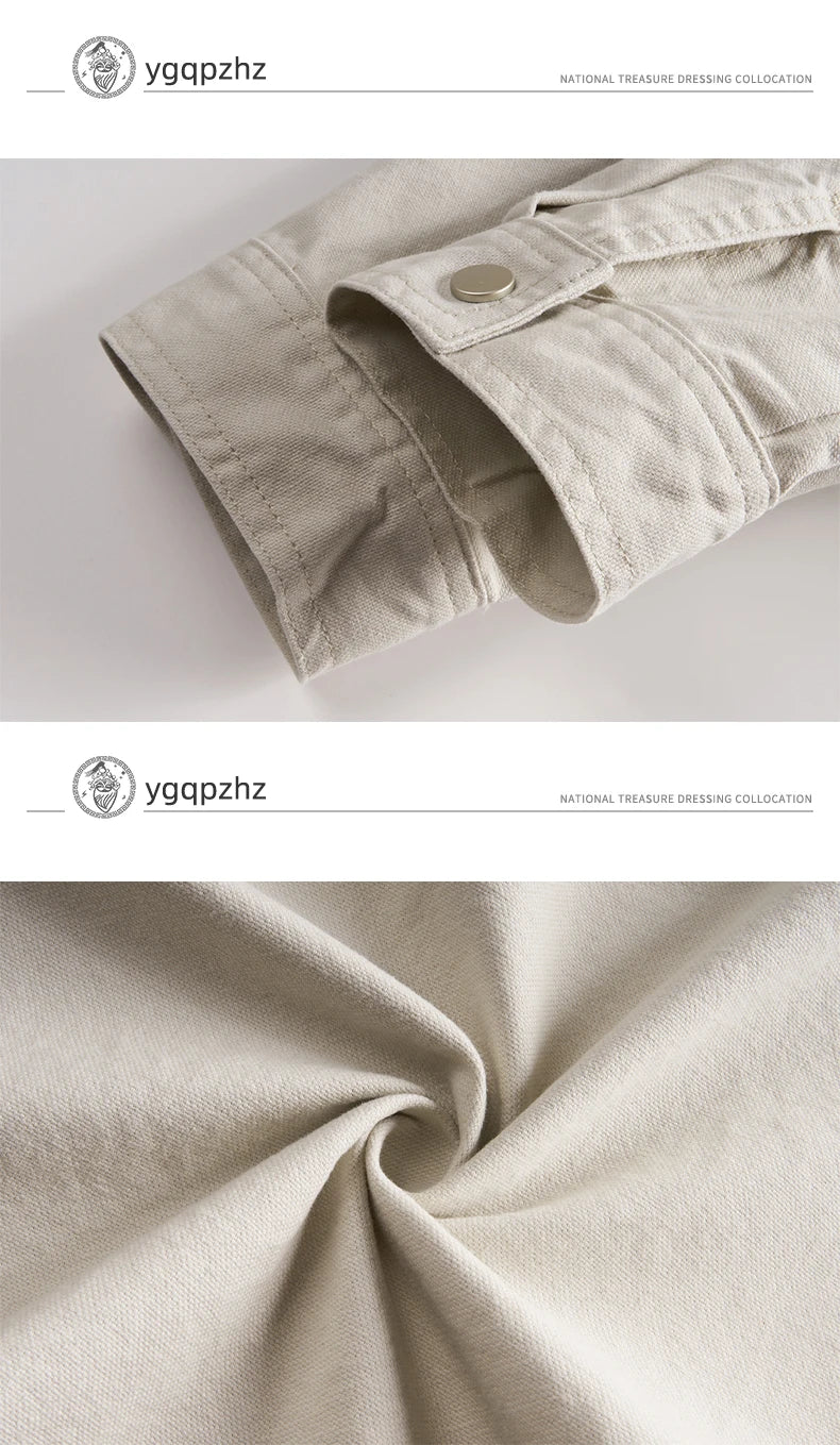 Men Spring Autumn Washed Cotton Loose Casual American Retro Cargo Jacket Man Streetwear Cityboy Coat Outerwear Varsity Jacket