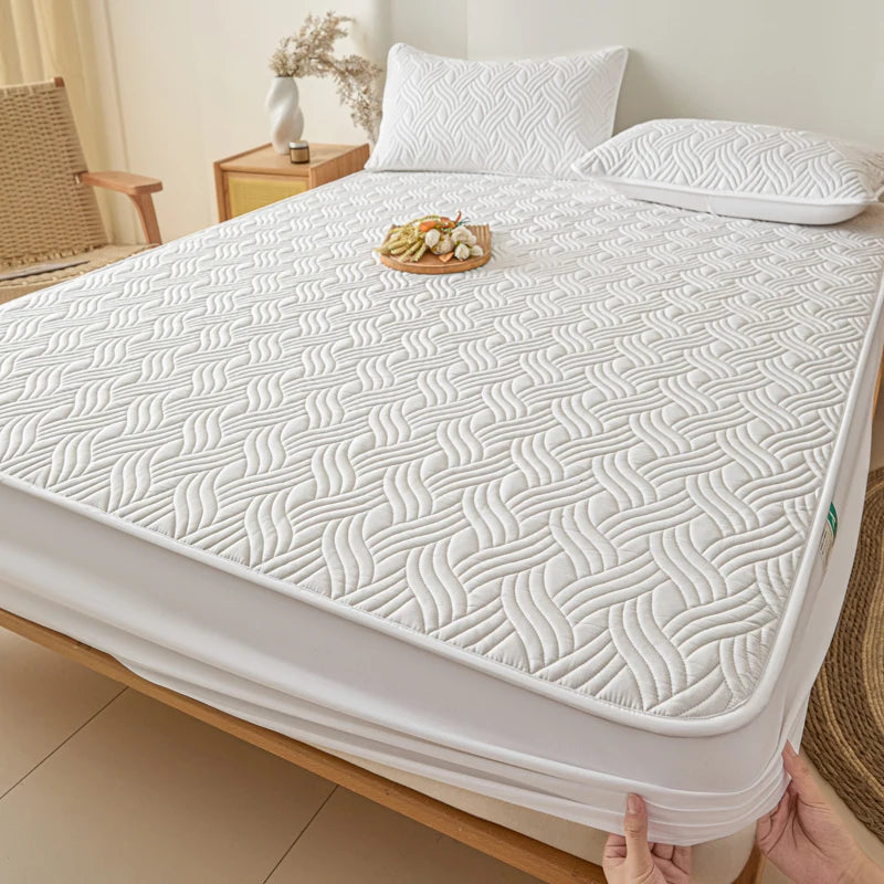 Dreamreal Cotton Thick Quilted Mattress Cover Anti-bacterial Anti-mite Mattress Protector Topper Pad Soft Fitted Sheet 6 Colors.