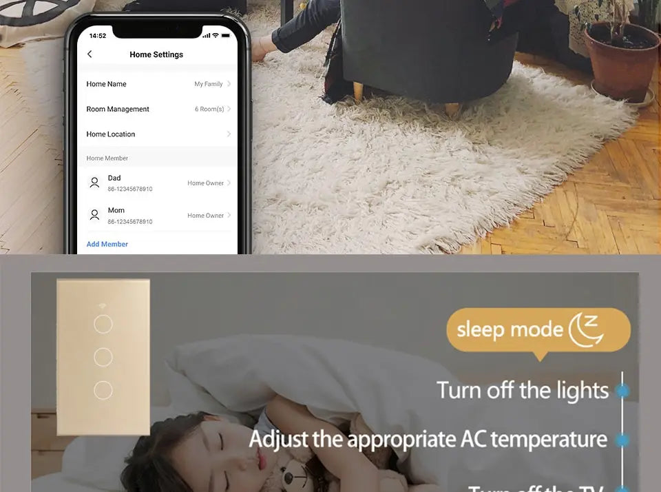 Tuya WiFi Smart Licht Schalter UNS Standard Arbeit Mit Alexa Google Home Wand Touch Schalter 110 V 220 V RF433Mhz Fernbedienung 1 2 3 4 Gang.