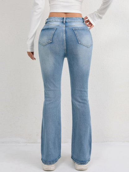 2025 Slimming Denim Pants Women's Jeans Micro Flares European and American Style Casual Versatile High Waist Washed Trousers.
