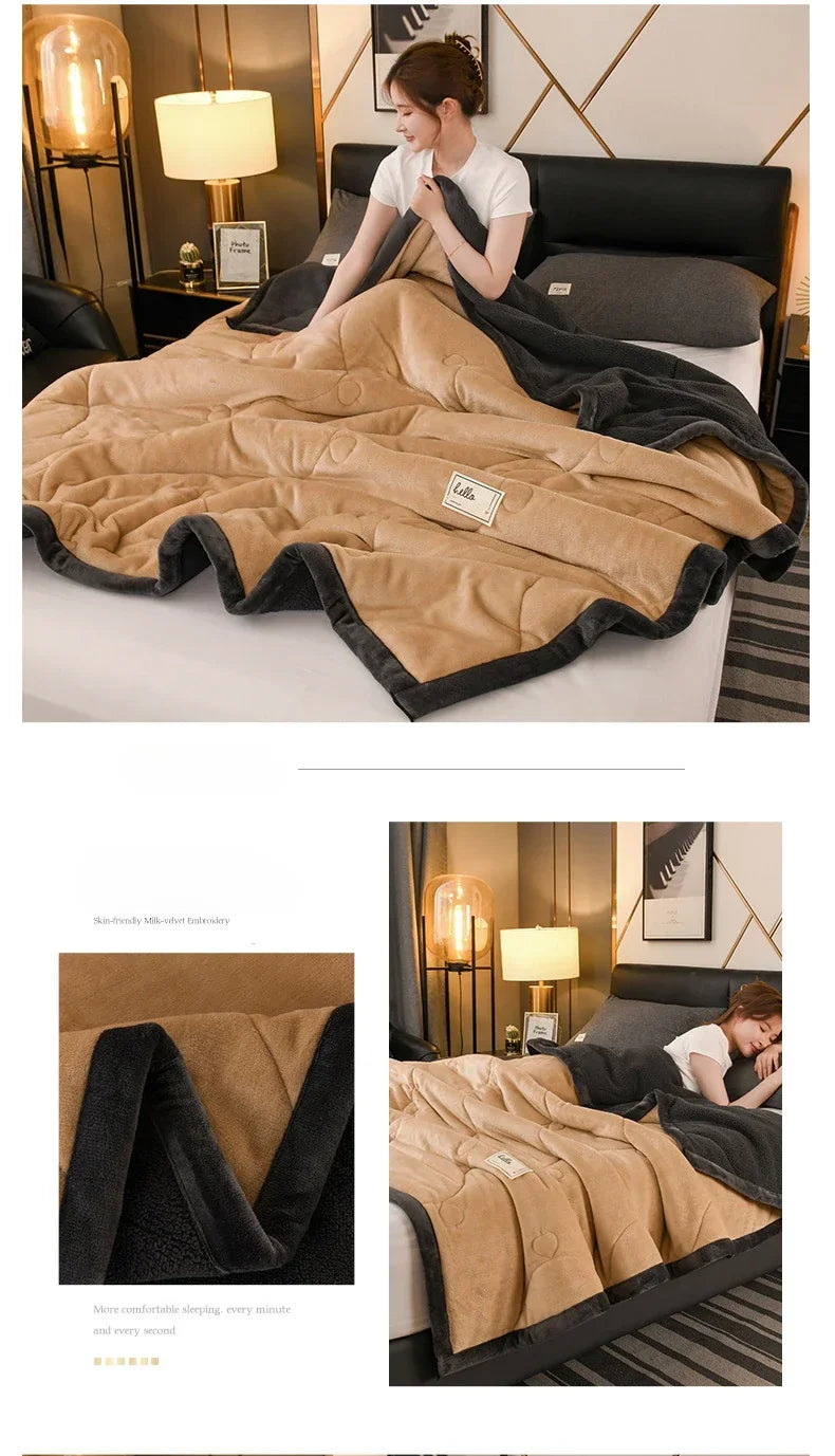 2025 NEW Winter Keep Warm Wool Throw Blanket for Sofa Winter Blanket King Size Home Warm Plaid Comforter Bedspread Bedding Sheet