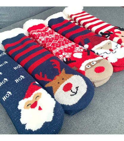Christmas Fuzzy Socks Womens Winter Thermal Warm Floor Sock Soft Female Home Indoor Gifts Non Slip Grip Slipper Sock Fluffy.