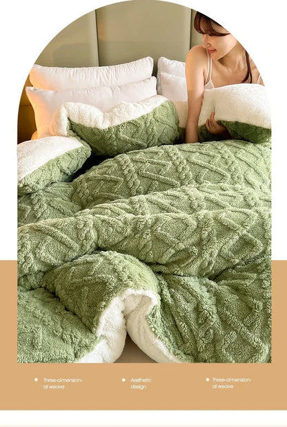 New Super Thick Winter Warm Blanket for Bed Artificial Lamb Cashmere Weighted Blankets Soft Comfortable Warmth Quilt Comforter.