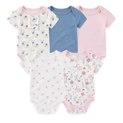 5 Teile/los Vier Jahreszeiten Mode Cartoon Kurzarm Baby Junge Mädchen Bodys Weiche Neugeborenen Onesies Kleidung