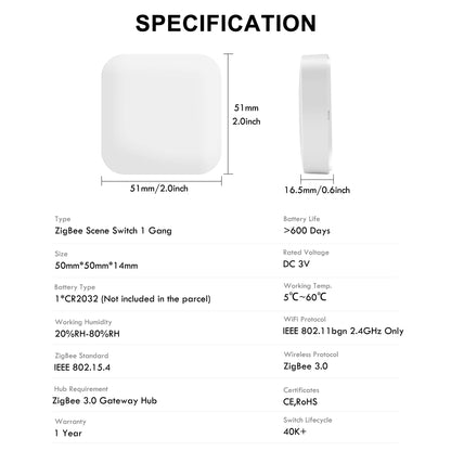 GIRIER ZigBee Szenenknopfschalter, intelligenter Szenencontroller für die Heimautomation, Multi-Szenario-Verknüpfungsschalter, funktioniert zu Hause.