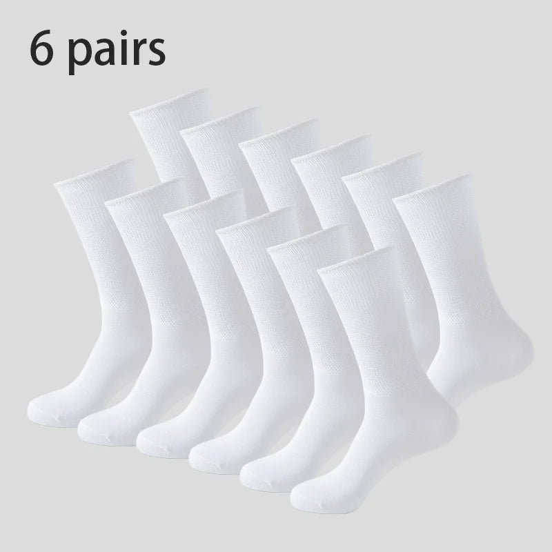 6Pairs Comfortable and Supportive Diabetic Socks for Men Moisture wicking Fabric Non-binding Top business socks.