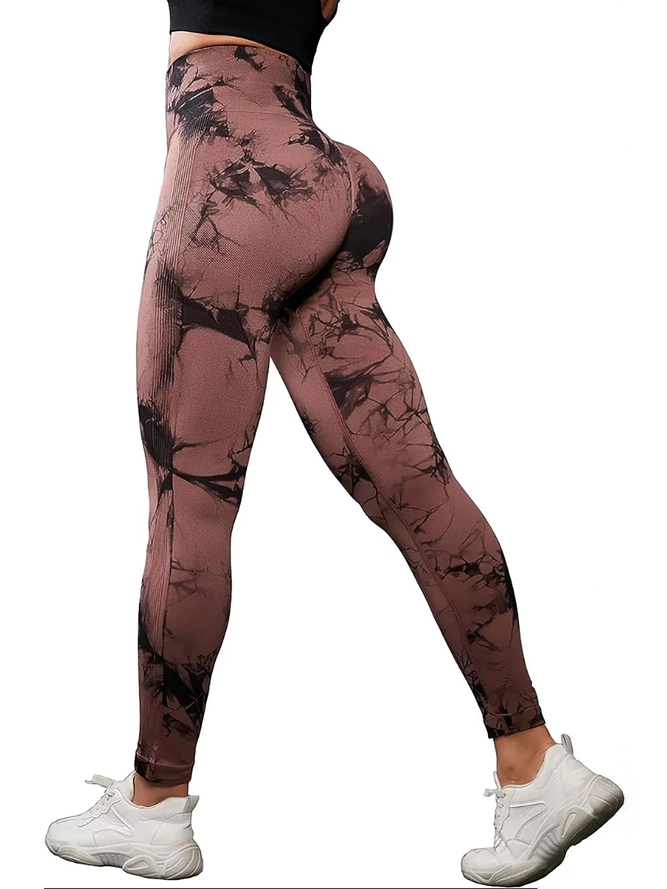 Tie Dye Seamless Leggings for Women High Waist Yoga Pants Scrunch Butt Lifting Elastic Tights Wide Waistband Sports Leggings