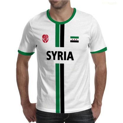 Syria Football T-Shirt Summer Sports Breathable Quick-drying Men's Tops Syrian Flag Map Print Short Sleeve Jersey Kid's Clothes.