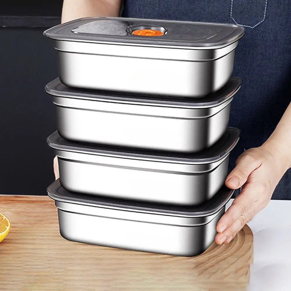 Stainless Steel Camping Lunch Box Sealed Leak-proof Bento Box Microwave Suitable Large Capacity Refrigerator Freezer Storage Box.
