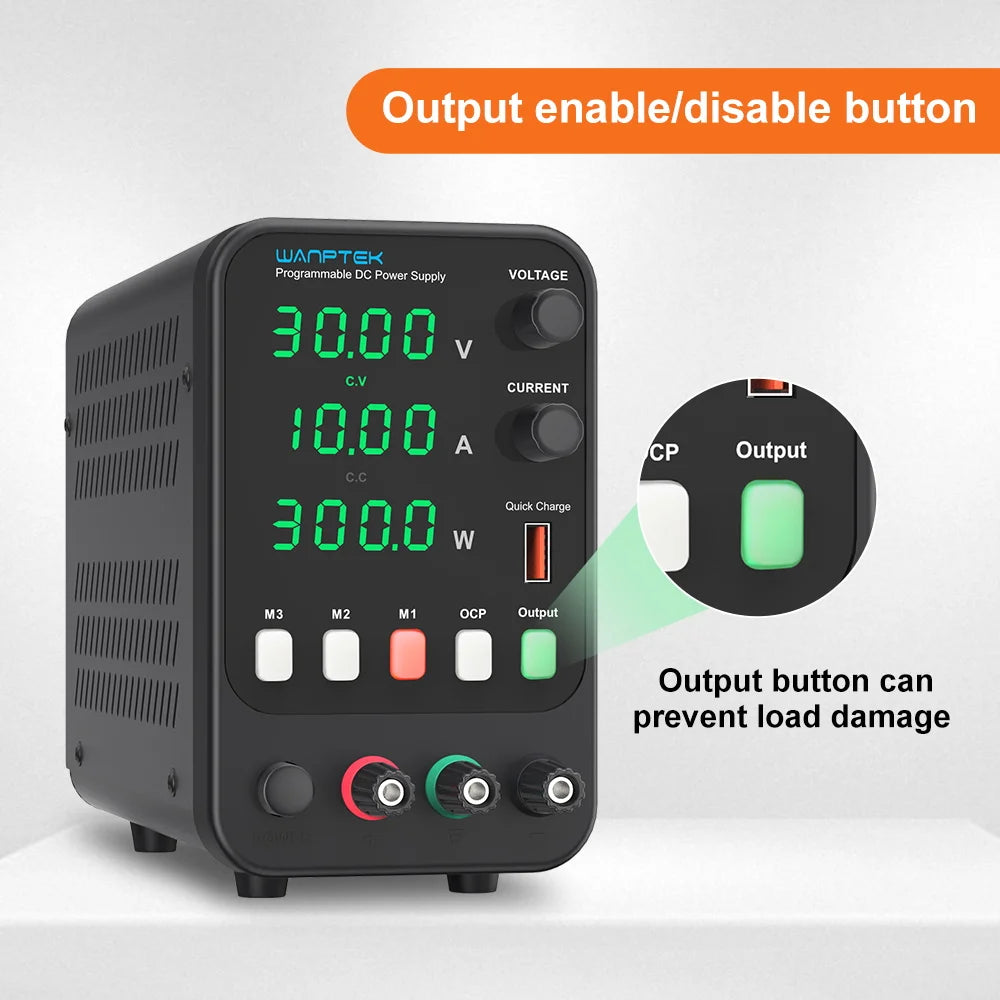 Wanptek 30V 5A 10A Switching Power Supply with 3 Groups Memory Storage Laboratory Work Regulated Power Supply Preset Current.