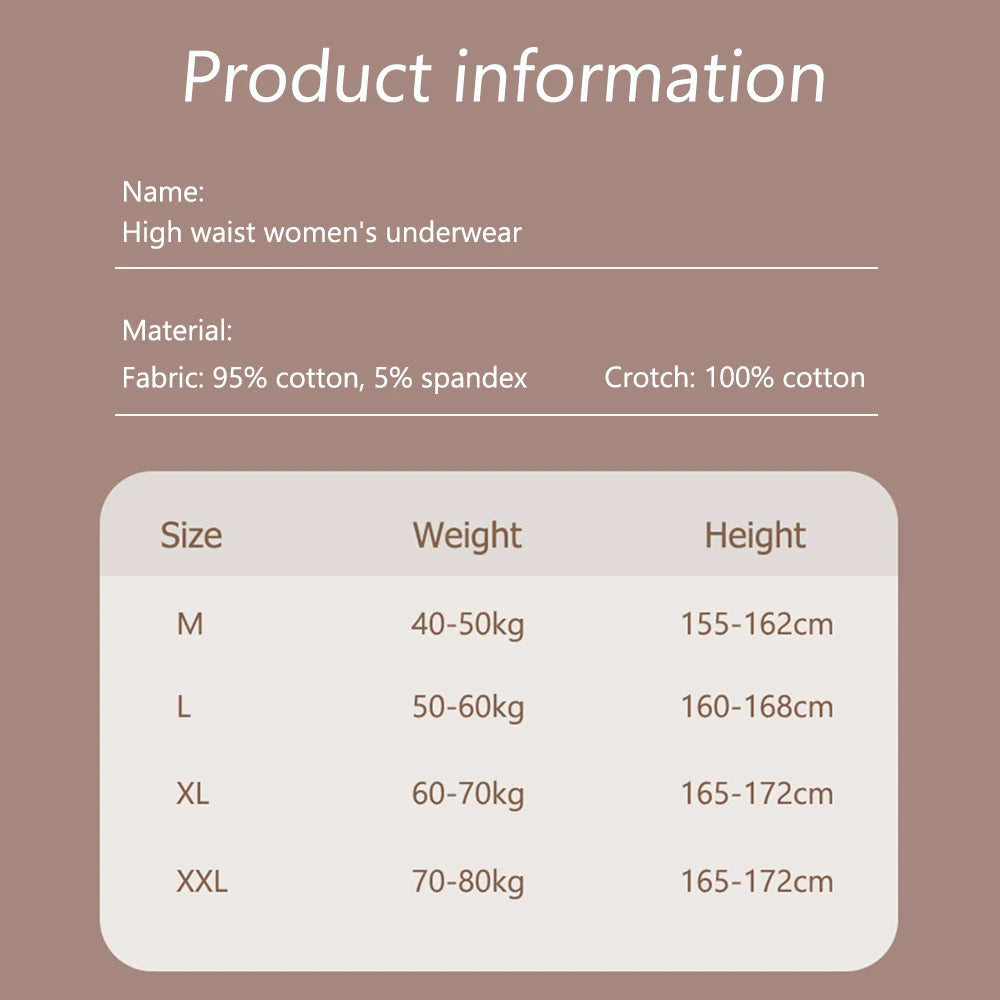 3Pcs/set Women's Seamless High Waist Cotton Panties - Tummy Control Antibacterial Hip Hugger Underwear Soft Stretch Briefs.