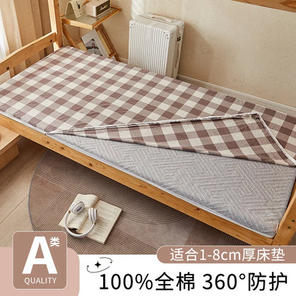 2025 new cotton washed cotton student dormitory mattress cover all-inclusive zipper mattress single piece without filler.