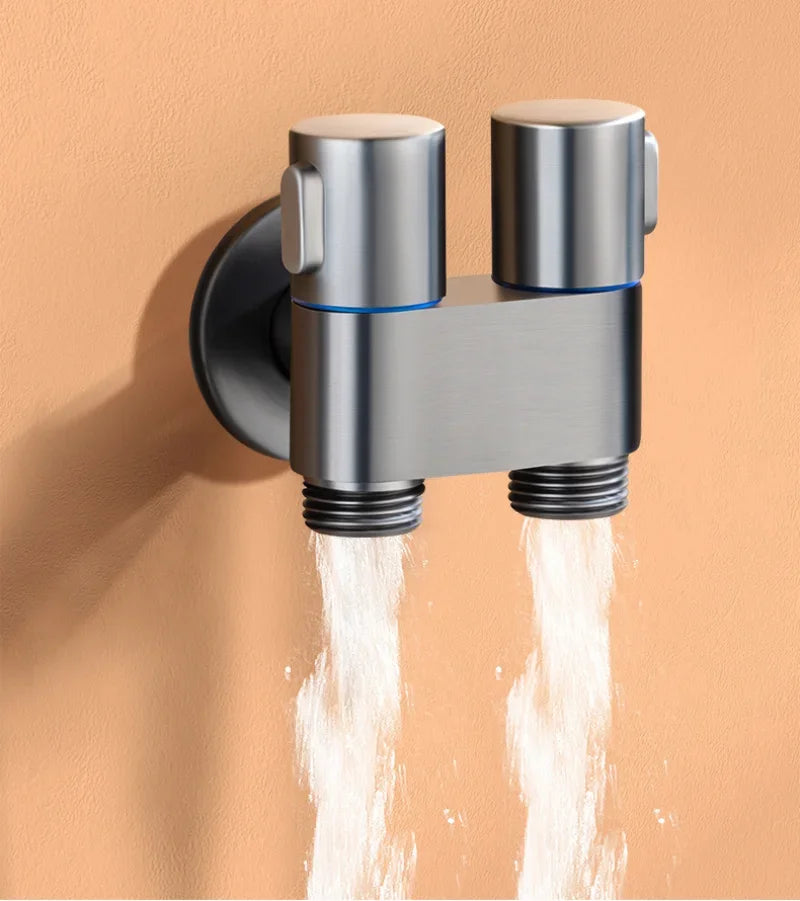 Handheld Bidet Sprayer for Toilet 1-In-2-Out Dual Control Valve Mini Gun gray Dual Control Faucet Hand Shower Bidet for Toilet