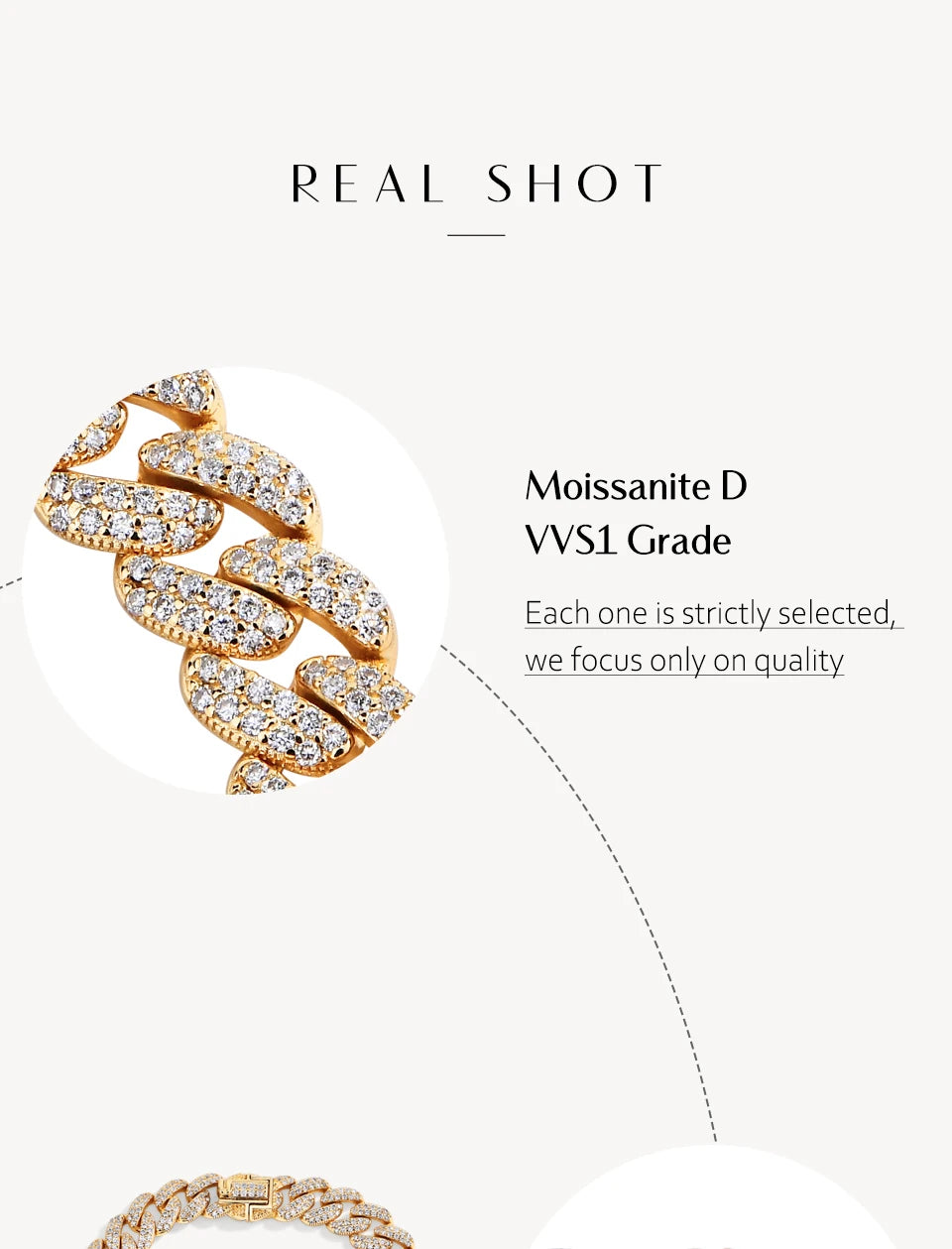 ATTAGEMS DVVS1 Full Moissanite Cuba Chain for Man Women 925 Sterling Silver 18k Gold Plated Hip Hop Tennis Bracelet Fine Jewelry.