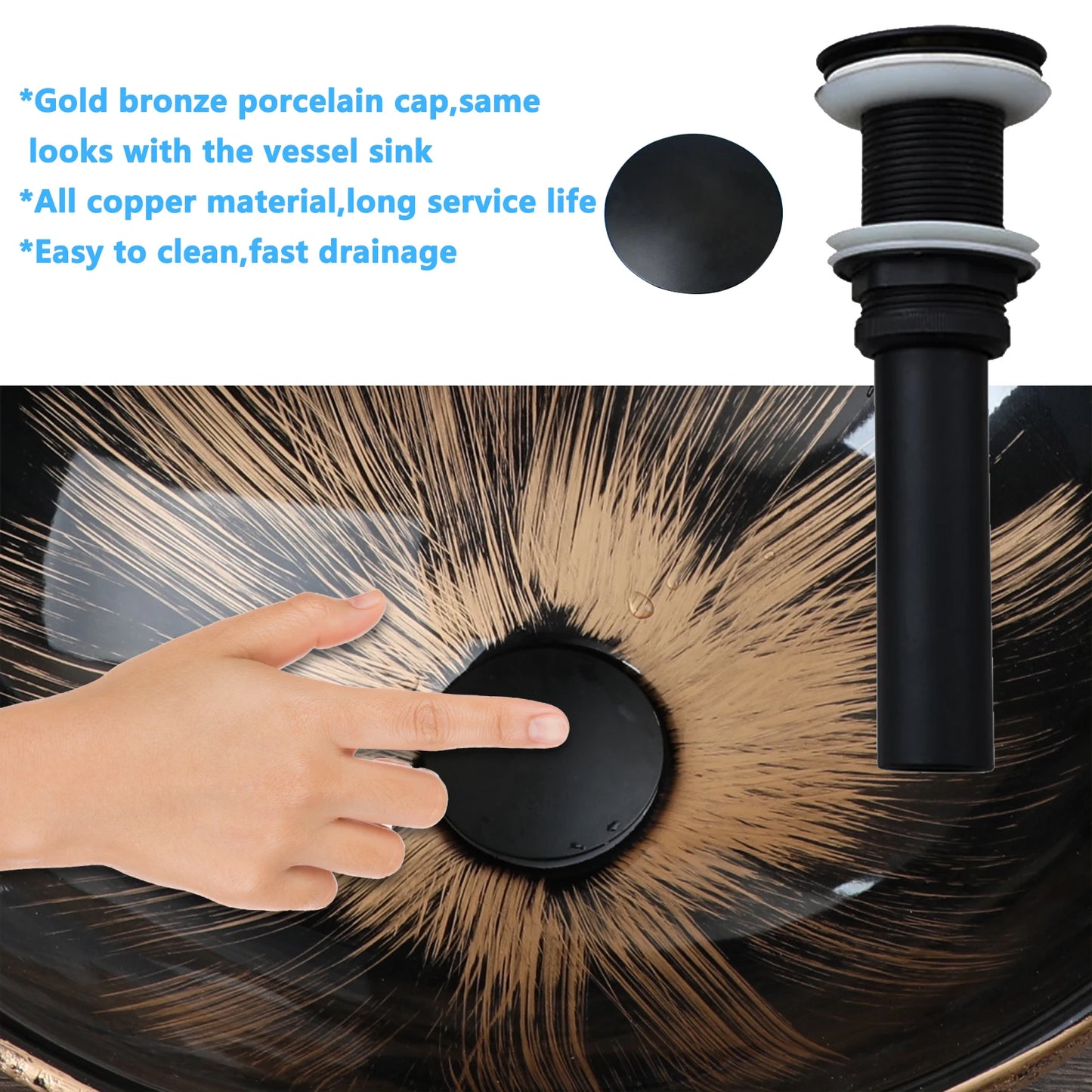 KEMAIDI Ovales Waschbecken mit Wasserhahn, weiße Marmorierung, Badezimmer-Waschbecken über der Theke, Keramik-Waschbecken für Badezimmermischer