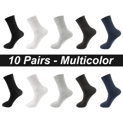 10Pairs/Lot Men Combed Cotton Socks Black Casual Business Breathable High Quality Man Sock New For Male Plus Size EU38-48